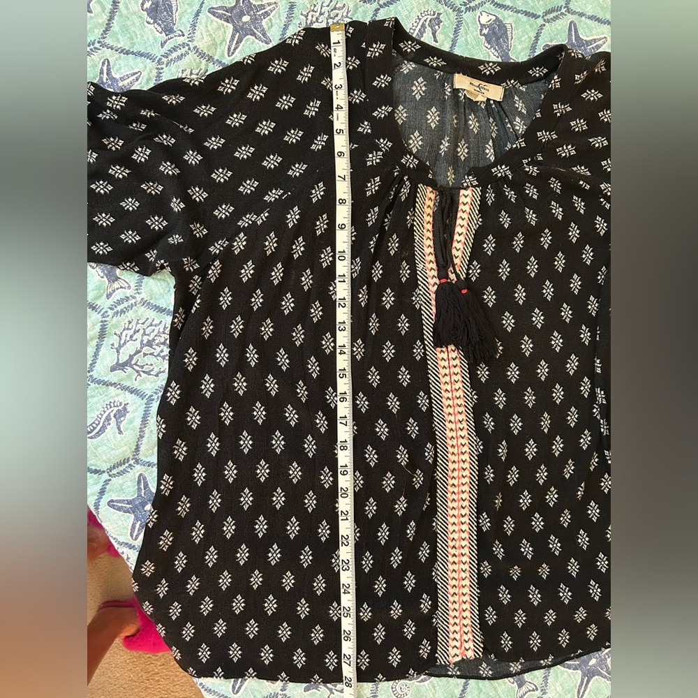 Navy Boho Top with Tassels Size 1X - Picture 5 of 5